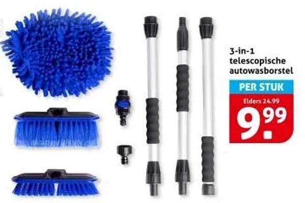 3-in-1 telescopische autowasborstel