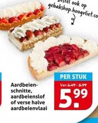 Aardbeien-schnitte, aardbeienlof of verse halve aardbeienvlaai