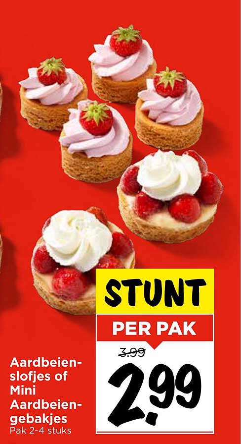 Aardbeien-slofjes of Mini Aardbeien-gebakjes