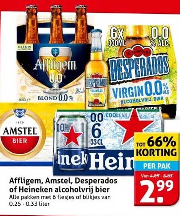 Affligem, Amstel, Desperados of Heineken alcoholvrij bier