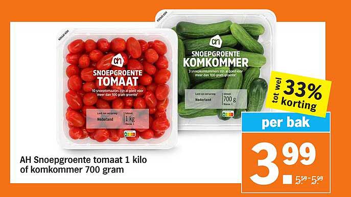 AH Snoepgroente tomaat 1 kilo of komkommer 700 gram