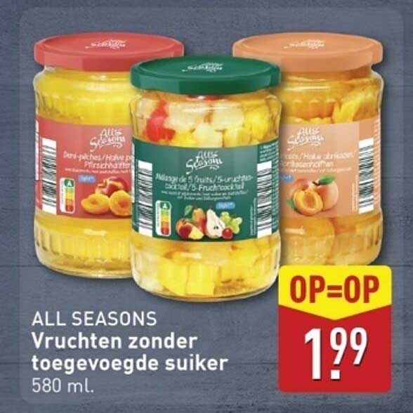 ALL SEASONS Vruchten zonder toegevoegde suiker 580 ml.