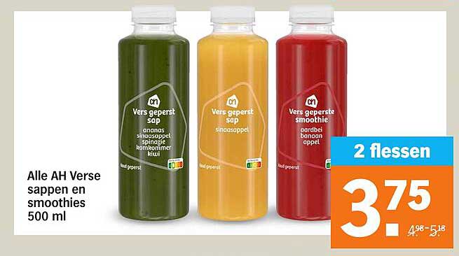 Alle AH Verse sappen en smoothies 500 ml