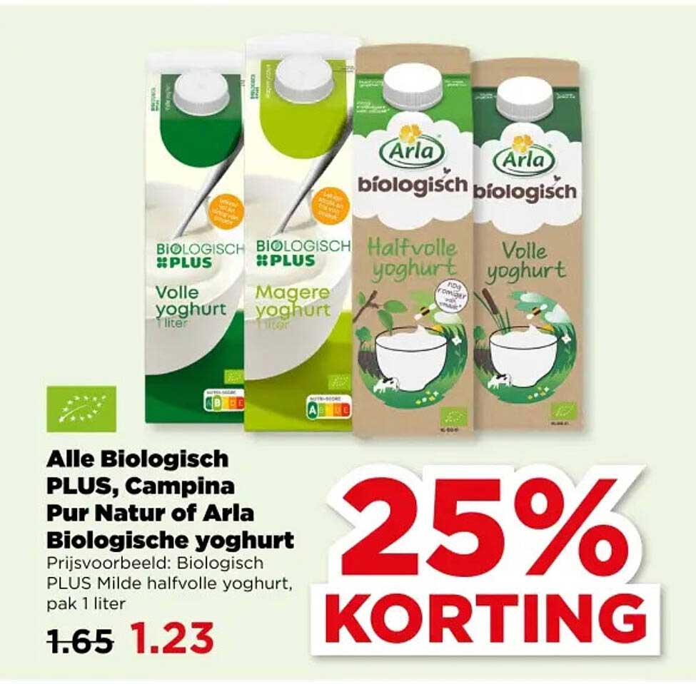 Alle Biologisch PLUS, Campina Pur Natur of Arla Biologische yoghurt
