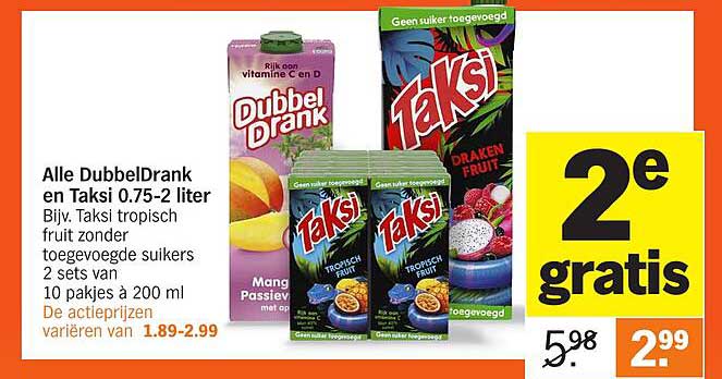 Alle DubbelDrank en Taksi 0.75-2 liter