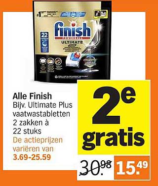 Alle Finish Bijv. Ultimate Plus vaatwastabletten