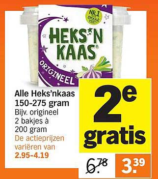 Alle Heks’nkaas 150-275 gram Bijv. origineel 2 bakjes à 200 gram