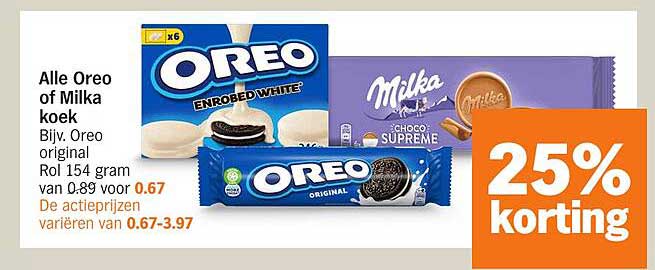 Alle Oreo of Milka koek