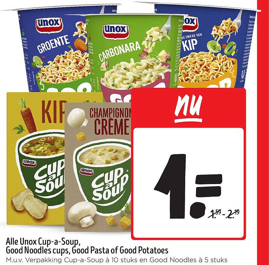 Alle Unox Cup-a-Soup, Good Noodles cups, Good Pasta of Good Potatoes