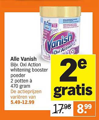Alle Vanish Bijv. Oxi Action whitening booster poeder 2 potten à 470 gram