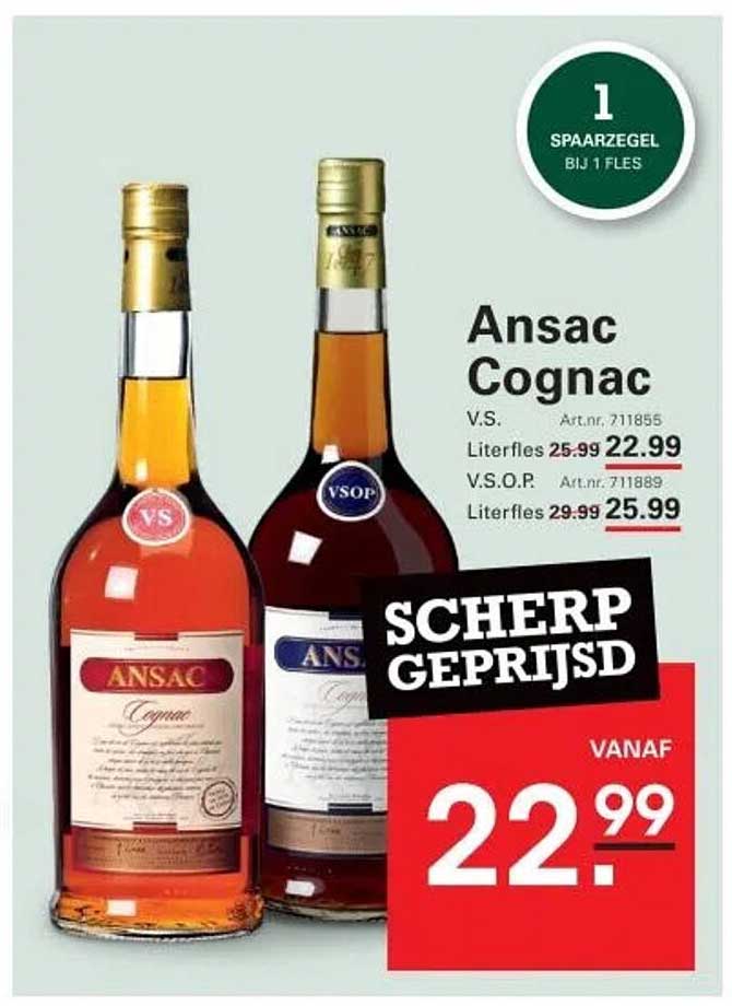 Ansac Cognac V.S. 70cl, vanaf 22.99