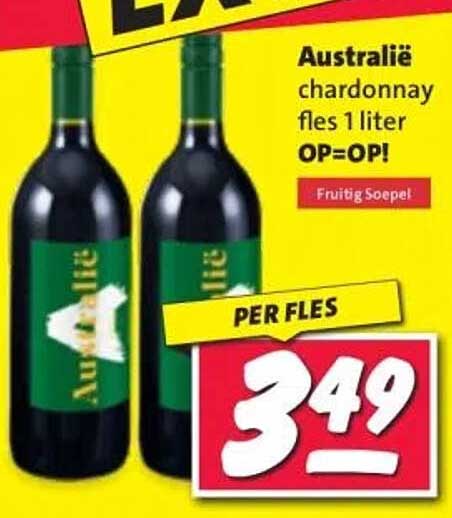 Australië chardonnay fles 1 liter OP=OP!