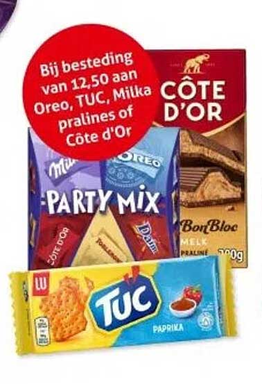 Bij besteding van 12,50 aan Oreo, TUC, Milka pralines of Côte d'Or