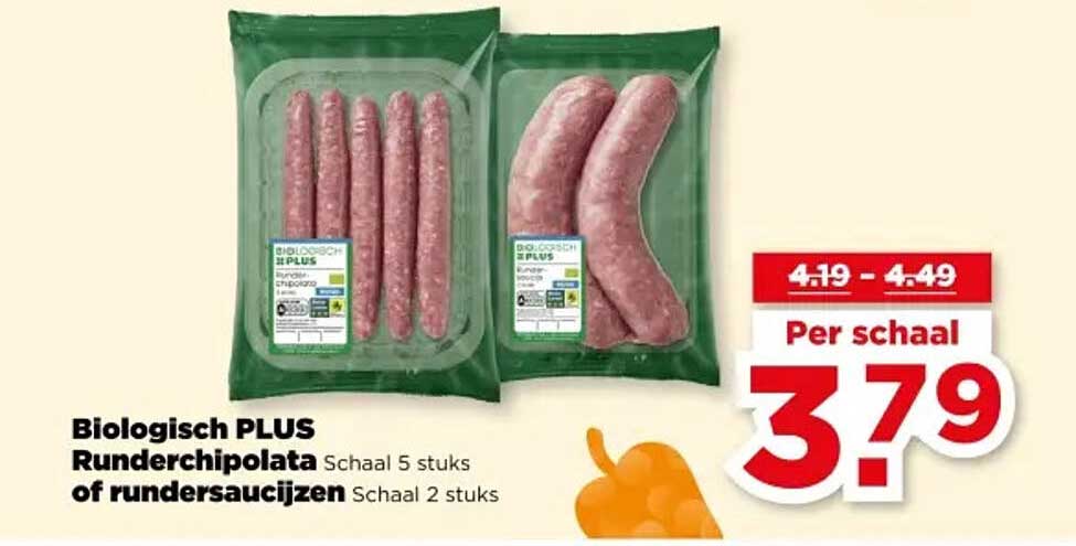 Biologisch PLUS Runderchipolata Schaal 5 stuks of rundersaucijzen Schaal 2 stuks