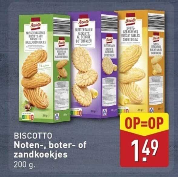 BISCOTTO Noten-, boter- of zandkoekjes 200 g.