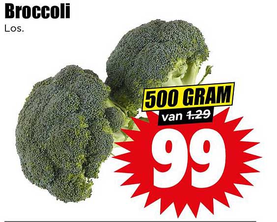 Broccoli Los 500 Gram van 1,29 voor 0,99