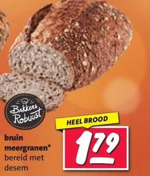 bruin meergranen* bereid met desem