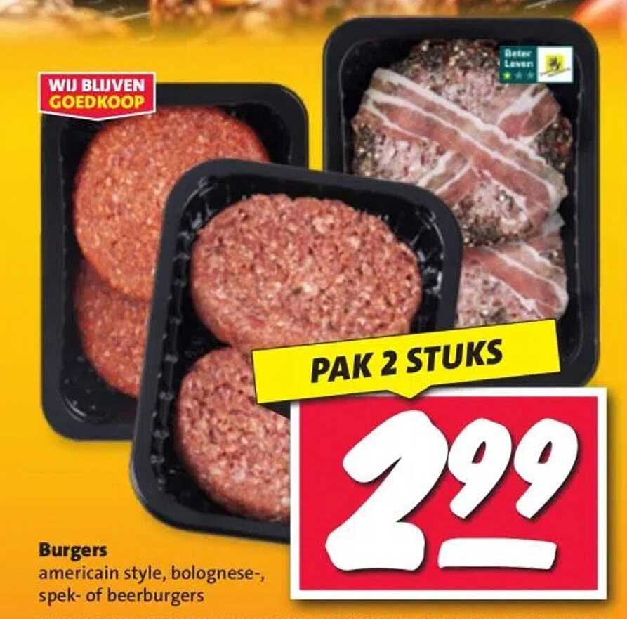 Burgers americain style, bolognese-, spek- of beerburgers