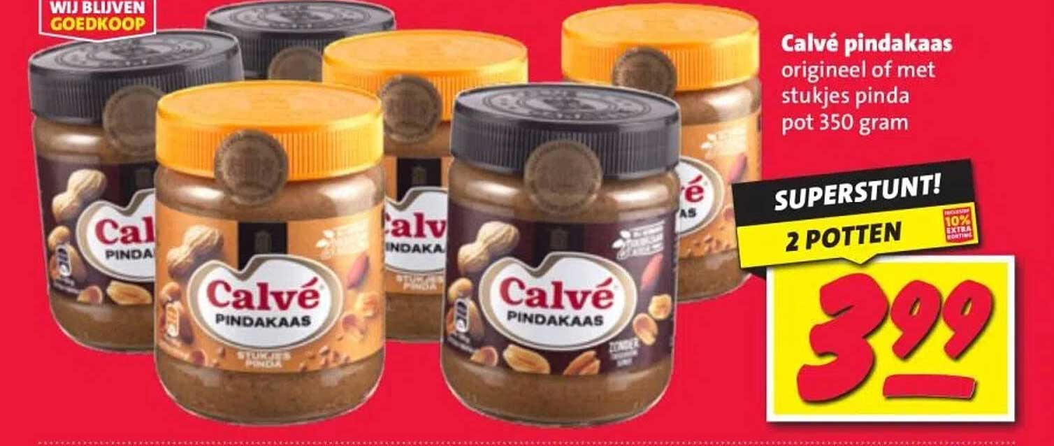 Calvé pindakaas origineel of met stukjes pinda pot 350 gram