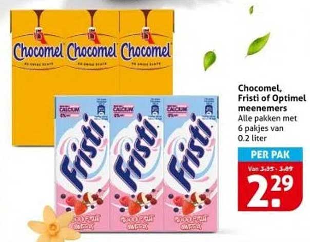 Chocomel, Fristi of Optimel meenemers