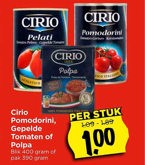 Cirio Pomodorini, Gepelde Tomaten of Polpa