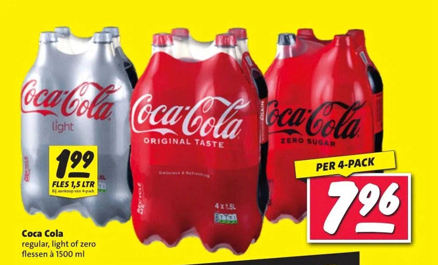 Coca Cola regular, light of zero flessen à 1500 ml
