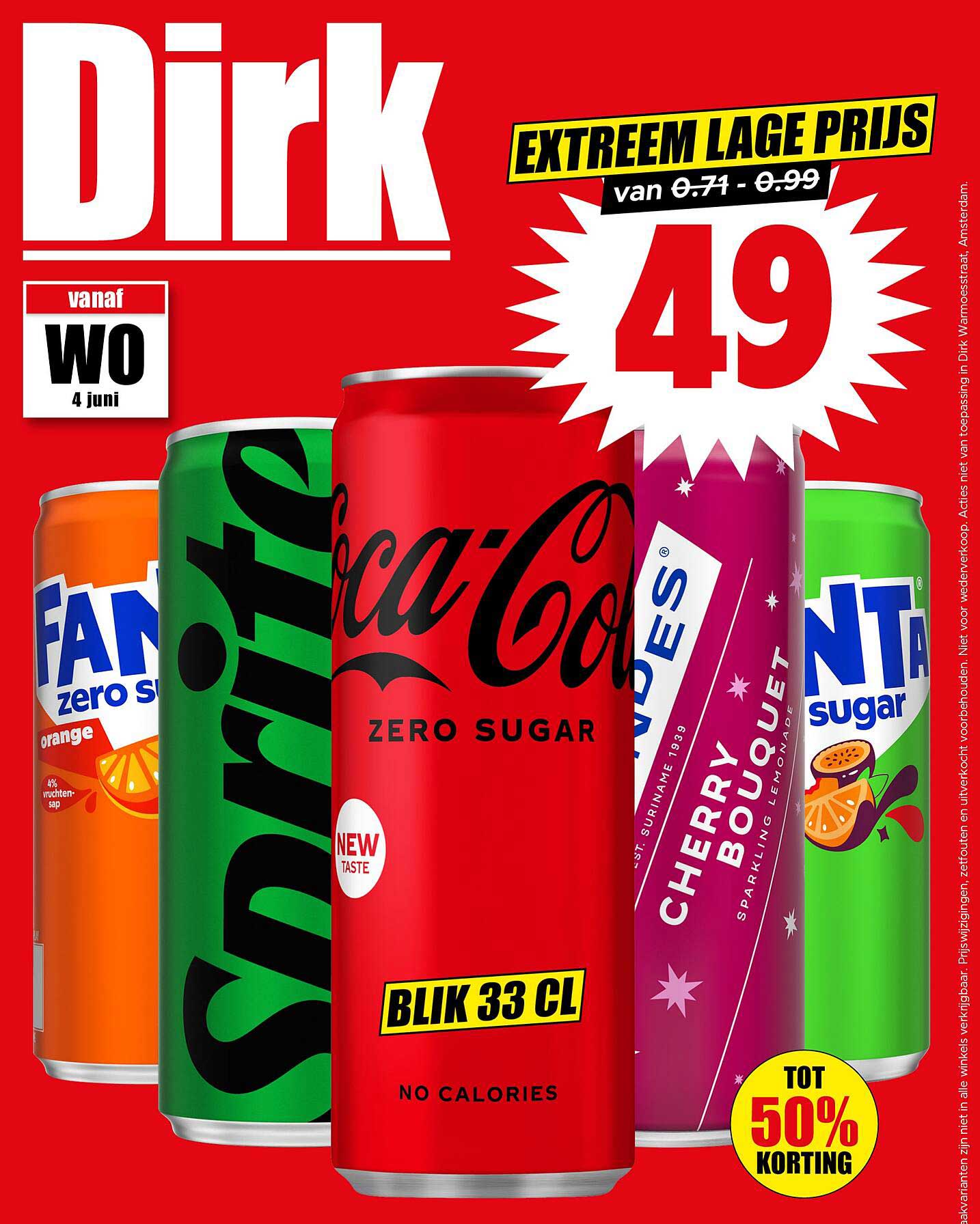 Coca-Cola Zero Sugar 33cl, Sprite Zero Sugar 33cl, Fanta Zero Sugar 33cl, en andere frisdranken