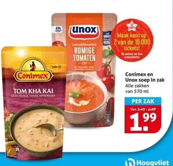 Conimex en Unox soep in zak