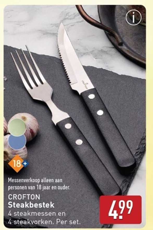 CROFTON Steakbestek 4 steakmessen en 4 steakvorken. Per set.