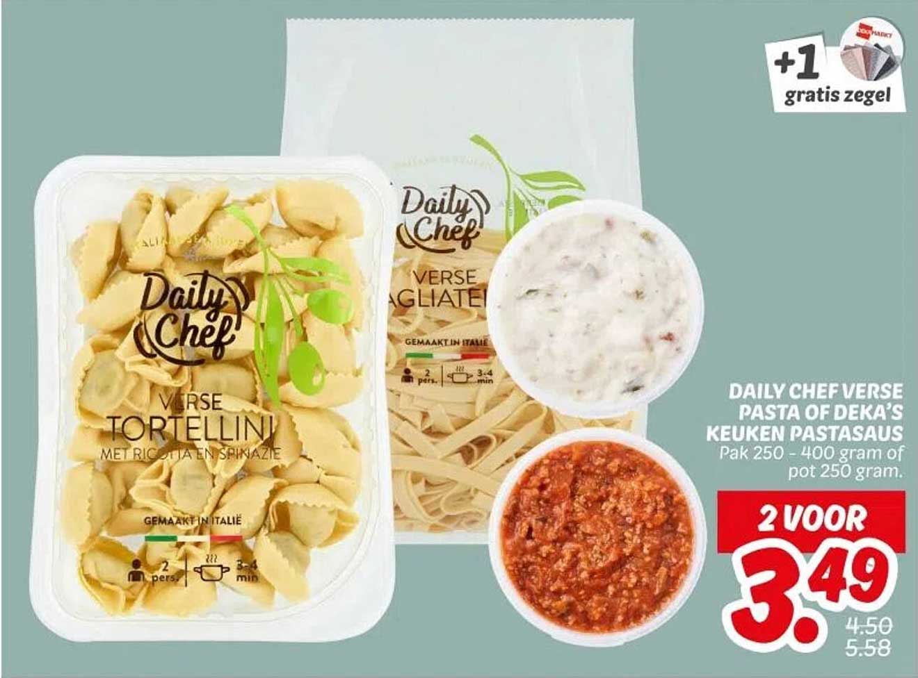 DAILY CHEF VERSE PASTA OF DEKA’S KEUKEN PASTASAUS 2 VOOR 3,49