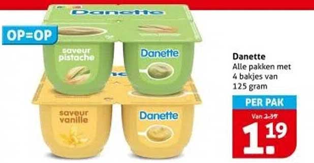 Danette - Alle pakken met 4 bakjes van 125 gram