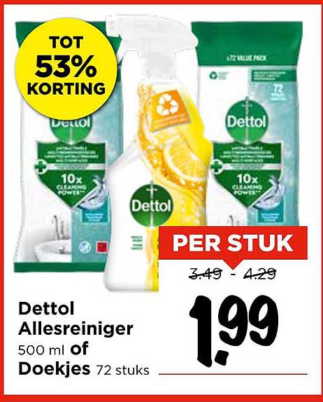 Dettol Allesreiniger 500 ml of Doekjes 72 stuks