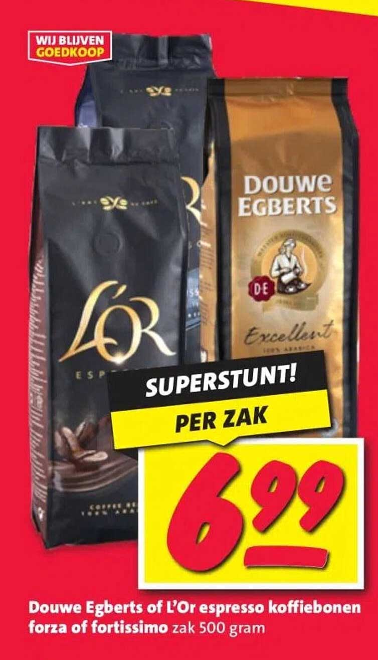 Douwe Egberts of L’Or espresso koffiebonen forza of fortissimo zak 500 gram