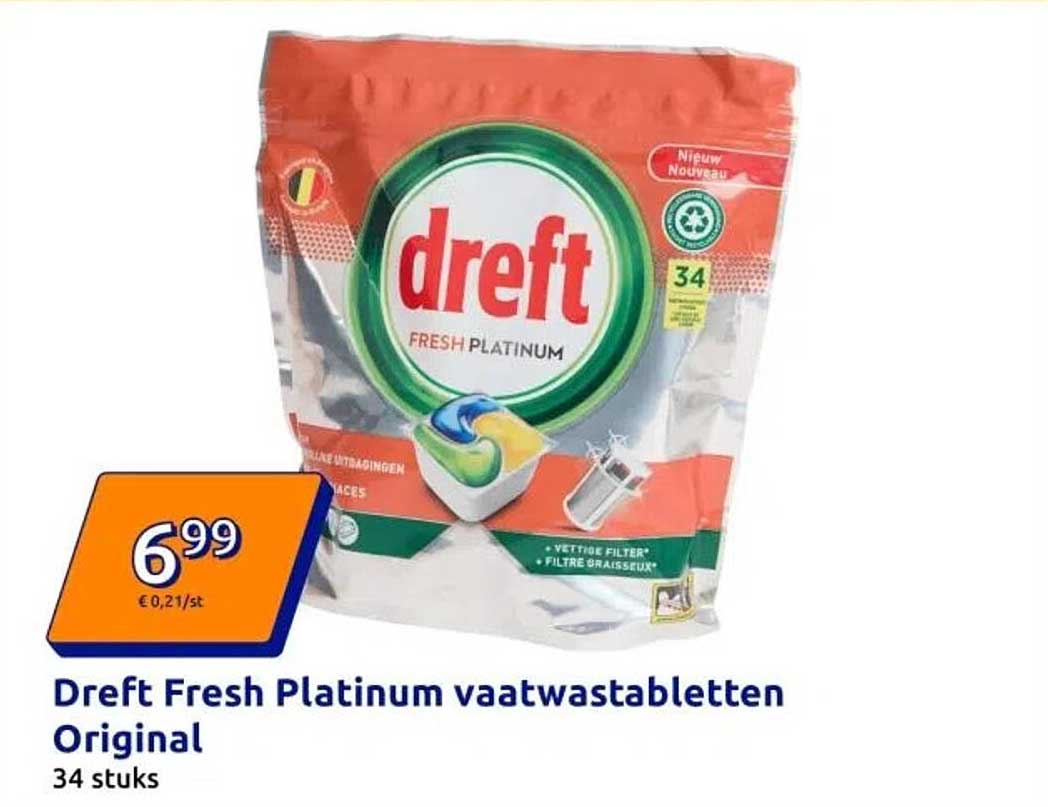 Dreft Fresh Platinum vaatwastabletten Original