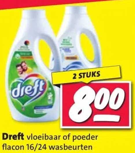 Dreft vloeibaar of poeder flacon 16/24 wasbeurten