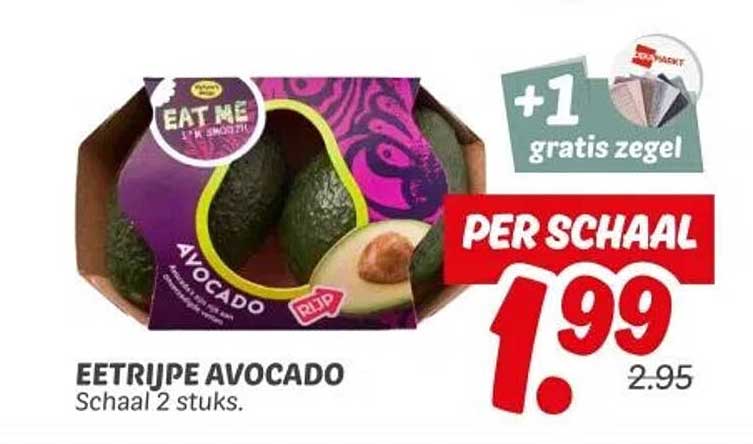 EETRIJPE AVOCADO Schaal 2 stuks.