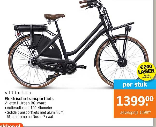 Elektrische transportfiets Villette l' Urban BG zwart