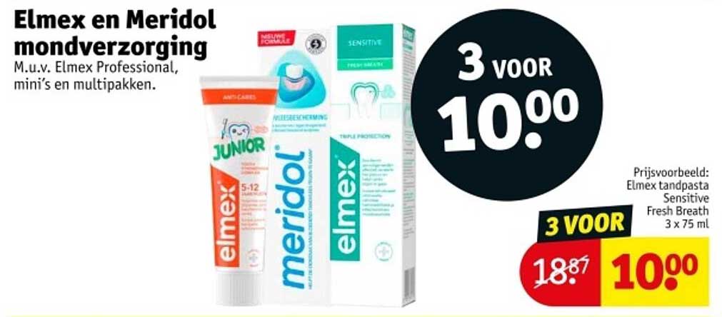 Elmex en Meridol mondverzorging M.u.v. Elmex Professional, mini's en multipakken.