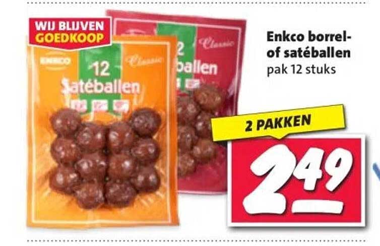 Enkco borrel- of satéballen pak 12 stuks