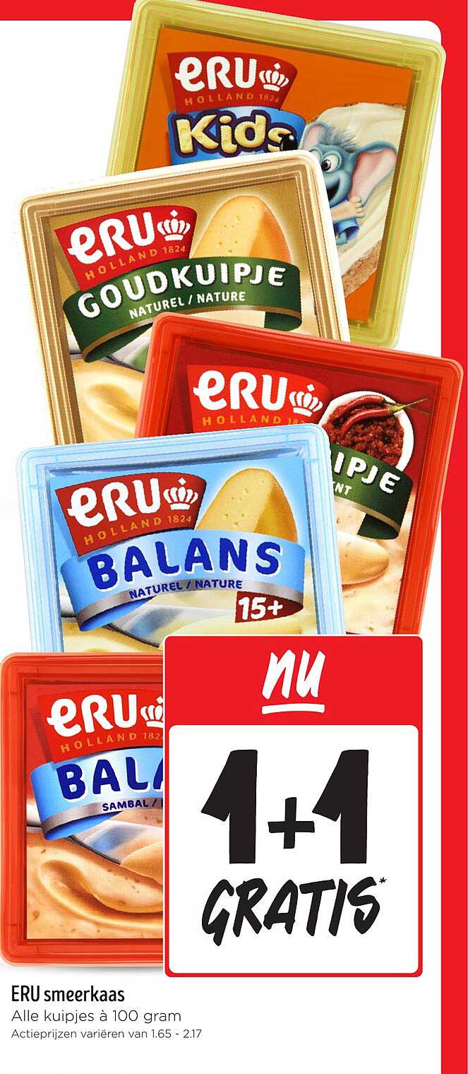 ERU smeerkaas - 1+1 GRATIS