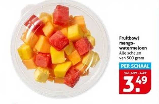 Fruitbowl mango-watermeloen