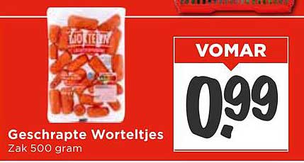 Geschrapte Worteltjes Zak 500 gram