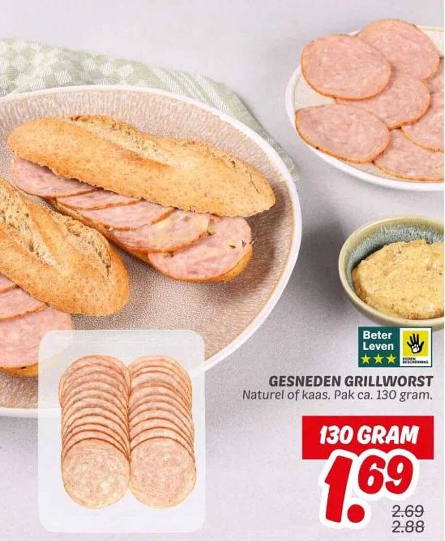 GESNEDEN GRILLWORST Naturel of kaas. Pak ca. 130 gram.