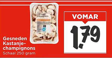 Gesneden Kastanje-champignons Schaal 250 gram