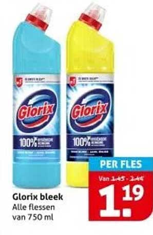 Glorix bleek Alle flessen van 750 ml