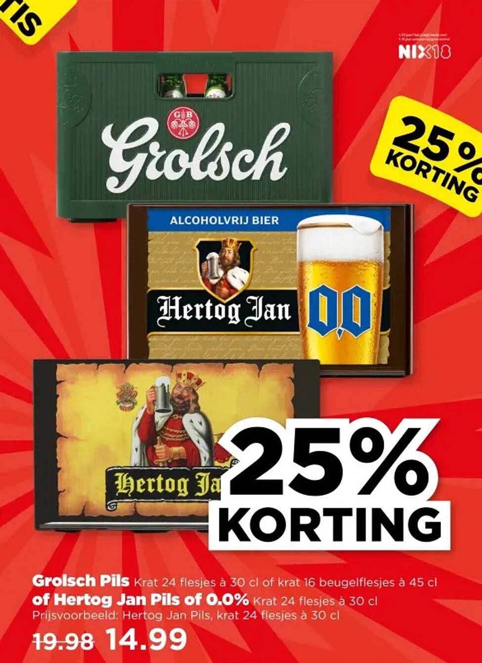 Grolsch Pils Krat 24 Flesjes à 30 cl of Hertog Jan Pils 0.0% Krat 24 Flesjes à 30 cl