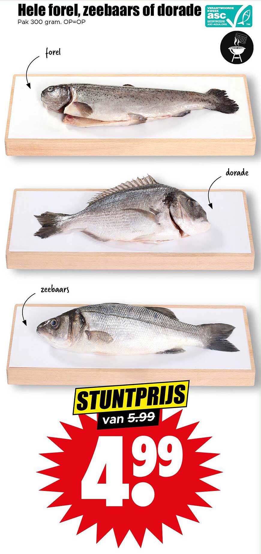 Hele forel, zeebaars of dorade