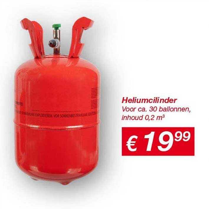 Heliumcilinder voor ca. 30 ballonnen, inhoud 0,2 m³