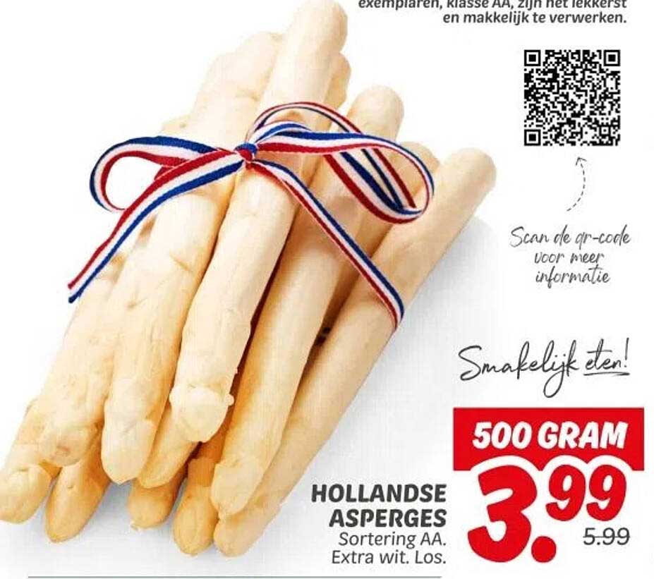 HOLLANDSE ASPERGES Sortering AA. Extra wit. Los.