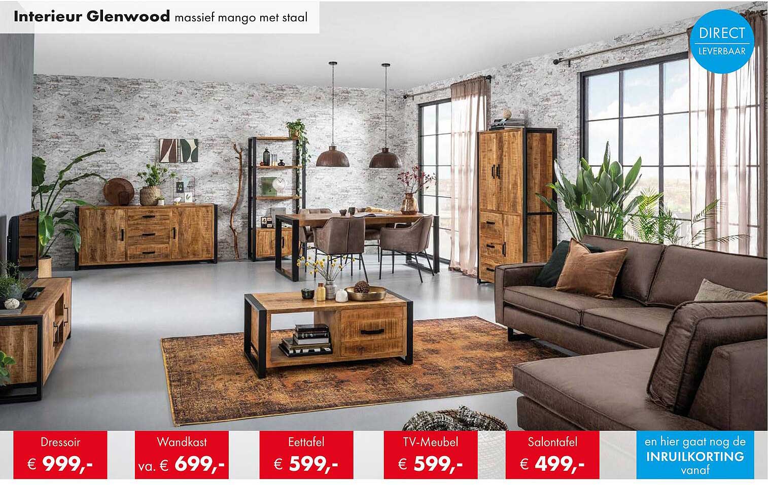 Interieur Glenwood massief mango met staal